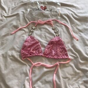 Pink Sequin Bikini Top